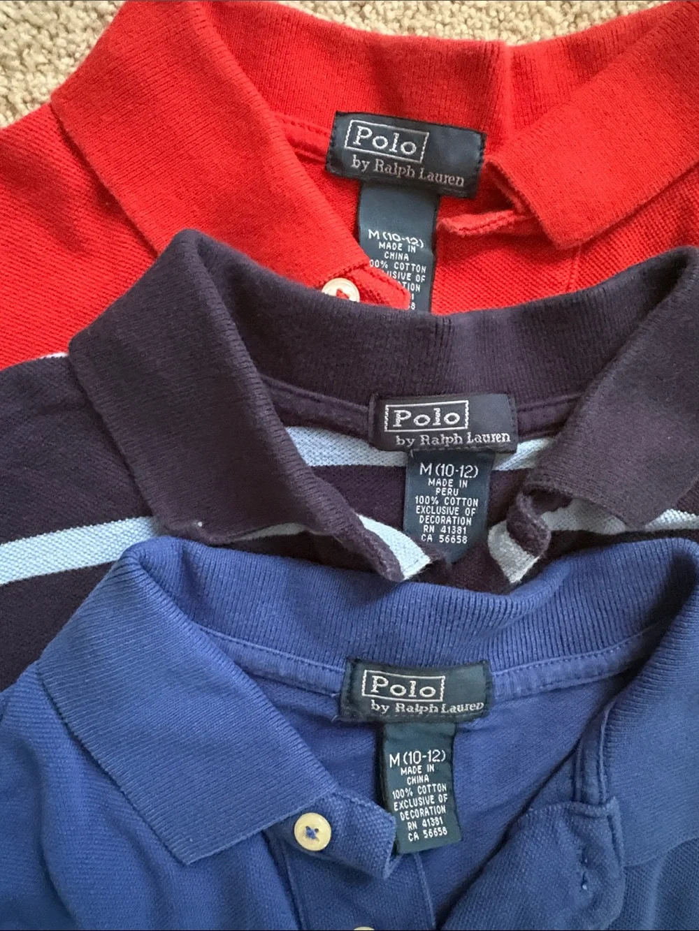 Ralph Lauren Kids Polo Trio - Royal Blue, Navy Stripe, Red